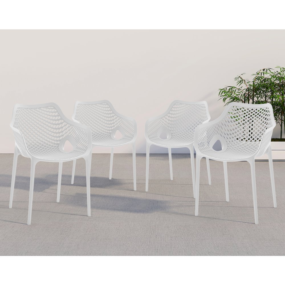 Mykonos White Outdoor Patio Dining Chair, Set of 4. Picture 2