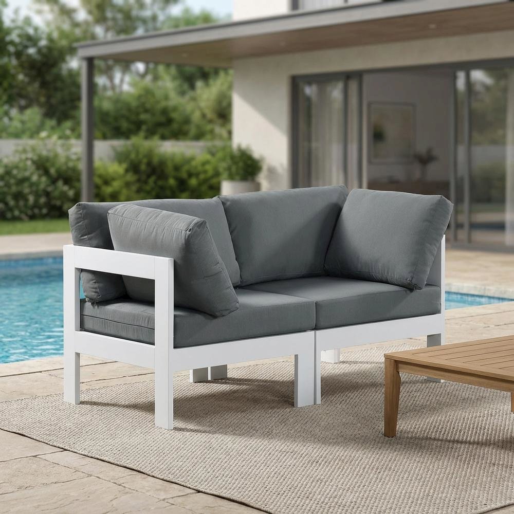 Gray Fabric Outdoor Modular Sofa With Contemporary Style For Patio Lounge. Picture 3