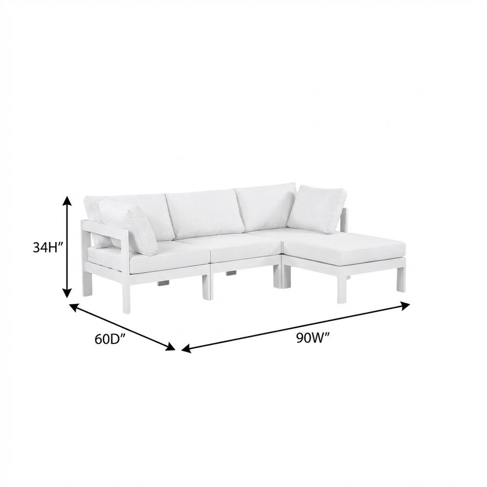 White Fabric Outdoor Patio Modular Sectional With Contemporary Design. Picture 7