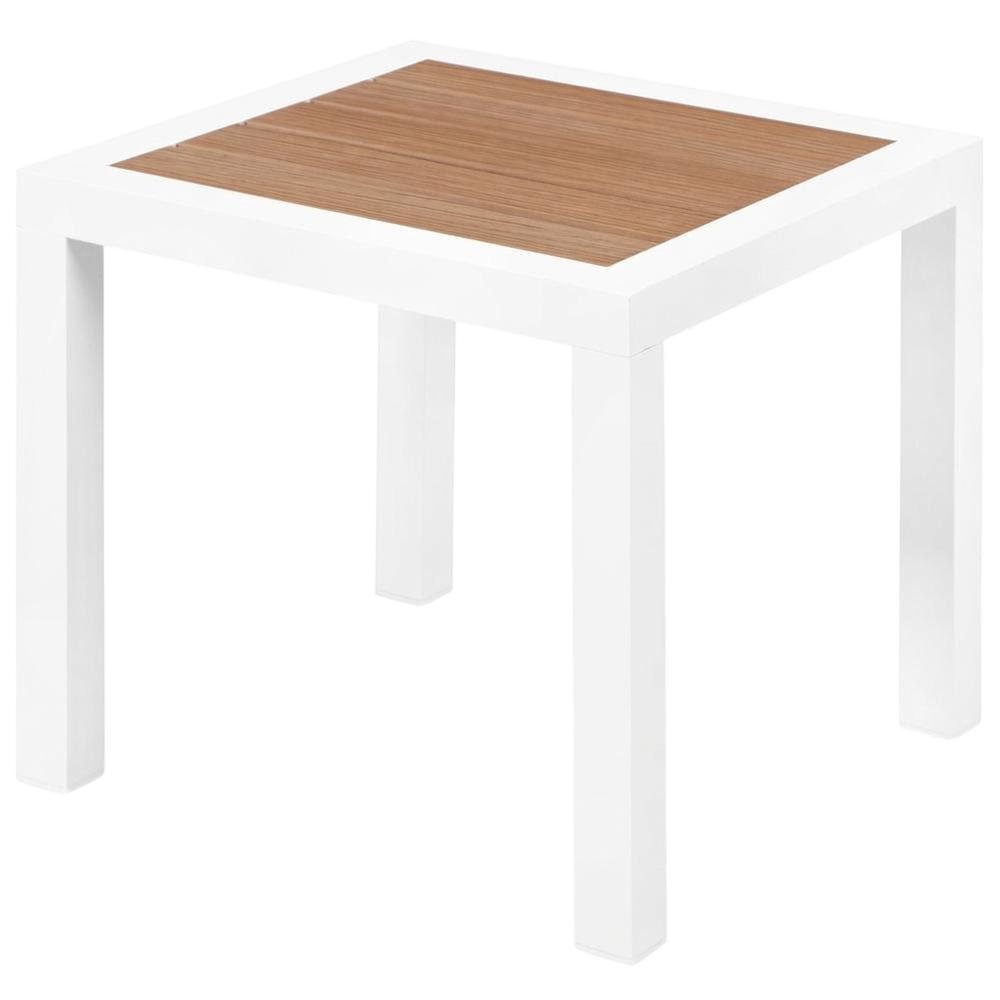 Outdoor Patio End Table With Brown Wood-Look Finish And Contemporary Style. Picture 1
