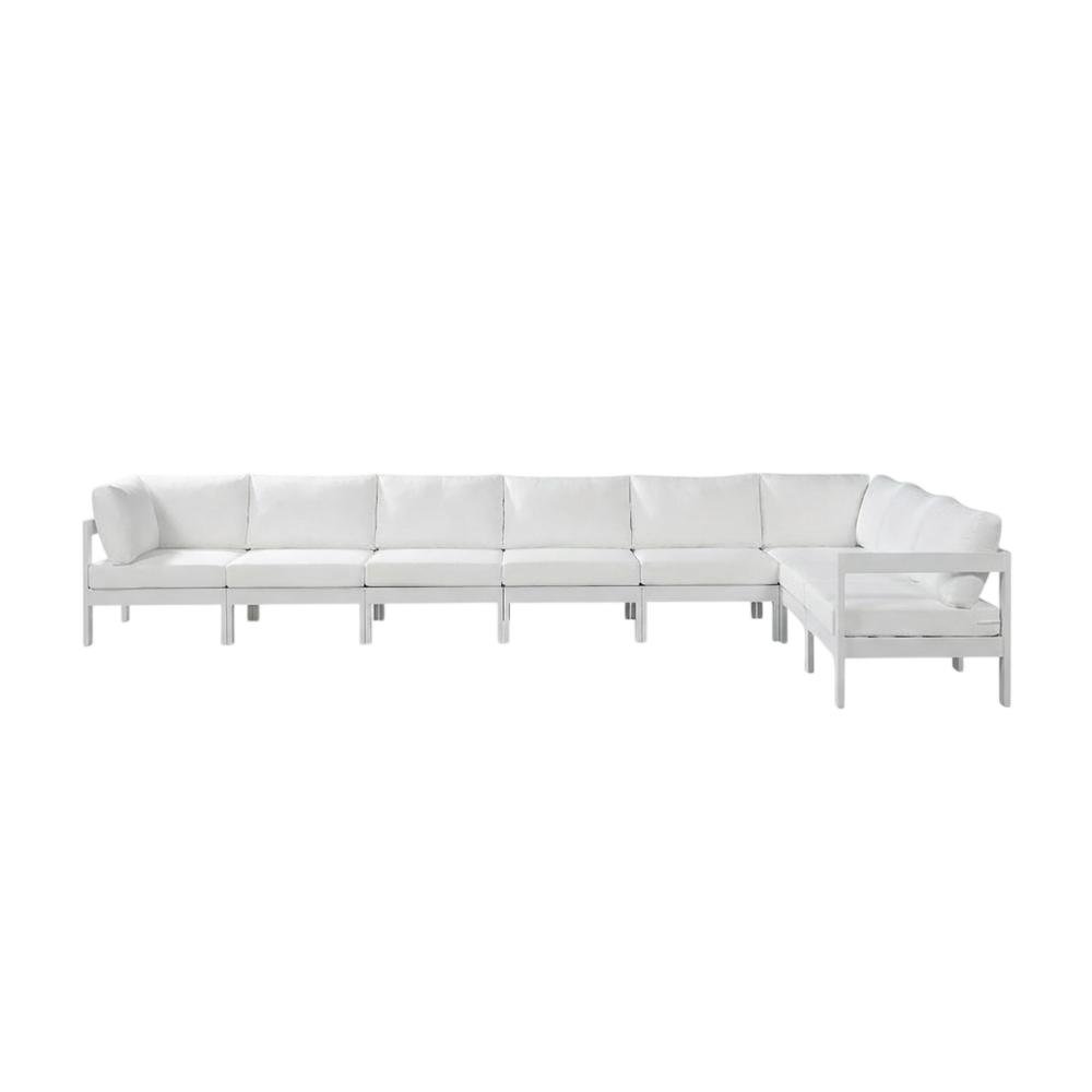 White Fabric Outdoor Patio Modular Sectional With Contemporary Style. Picture 4