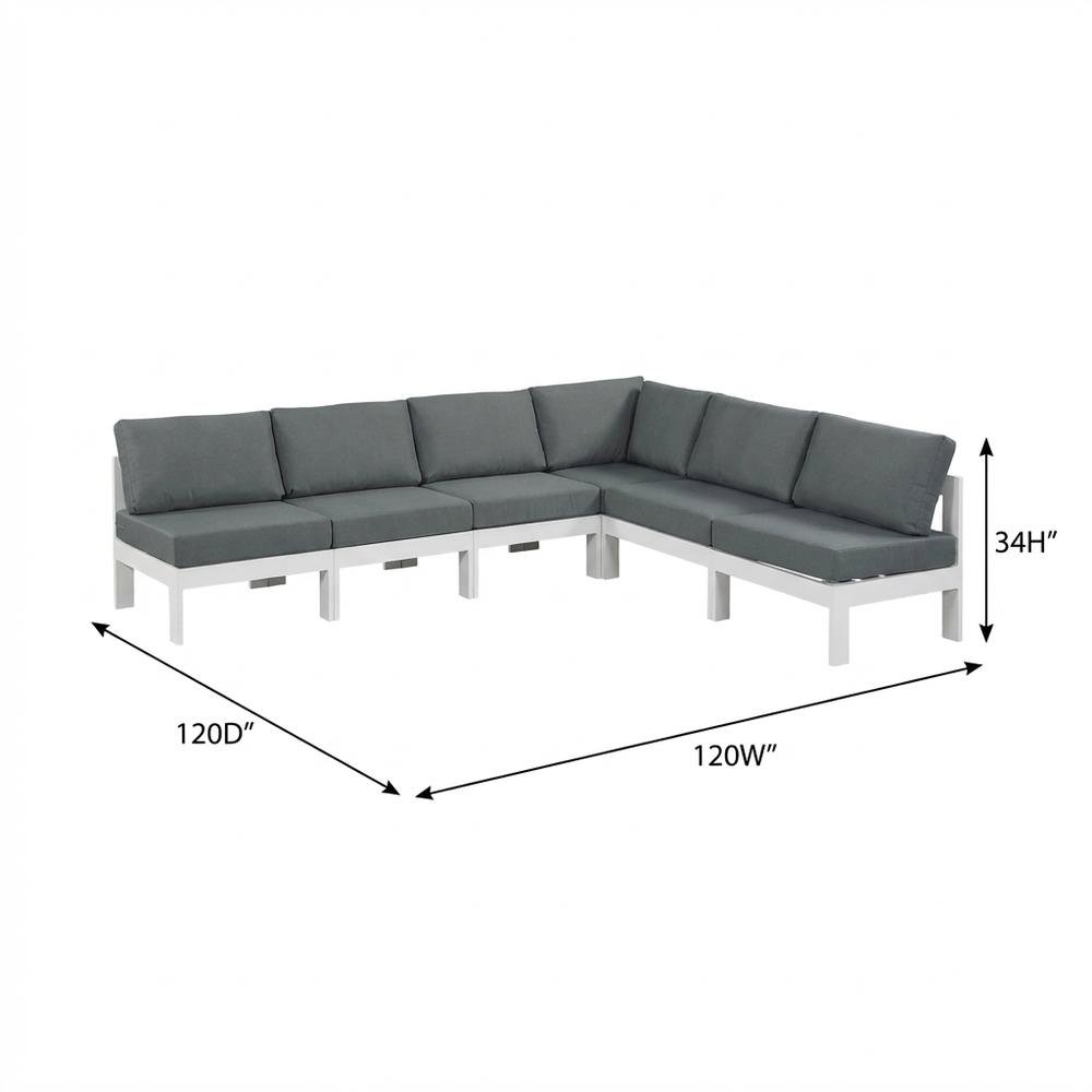 Gray Fabric Outdoor Patio Modular Sectional, Contemporary Style, Cushioned Seats. Picture 7