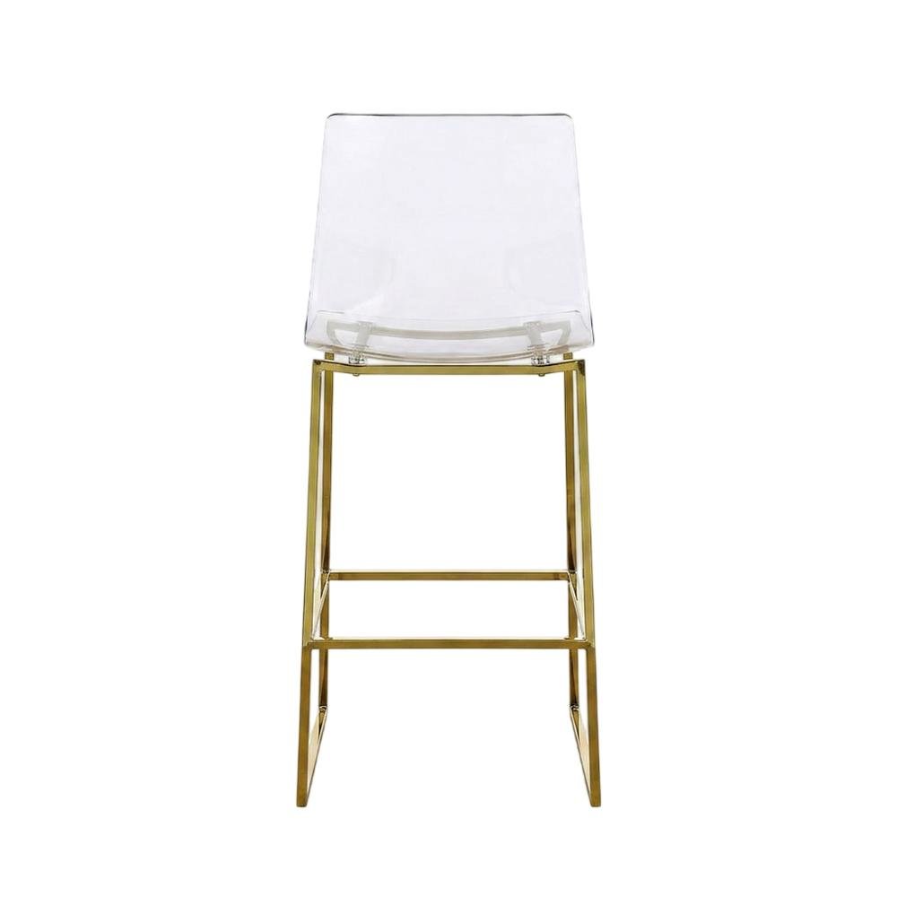 Lucite Polycarbonate Counter Stool with Gold Metal Frame. Picture 4