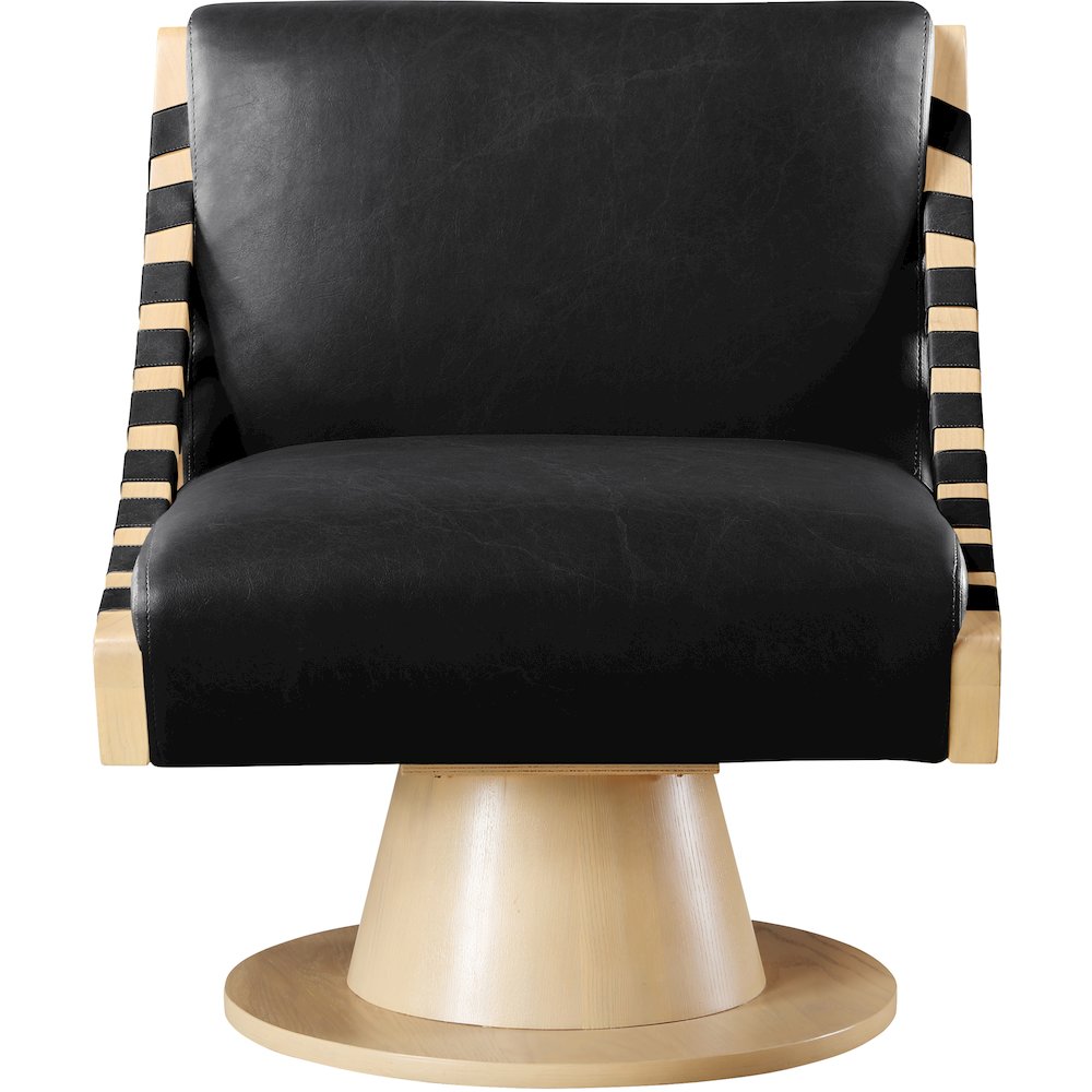 Millwin Black Vegan Leather Swivel Accent Chair. Picture 3
