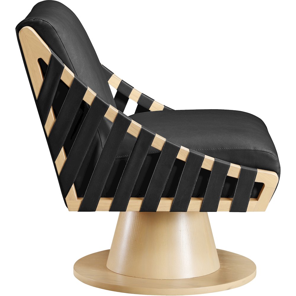 Millwin Black Vegan Leather Swivel Accent Chair. Picture 4