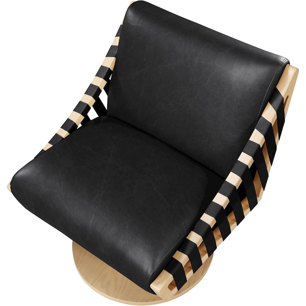 Millwin Black Vegan Leather Swivel Accent Chair. Picture 6