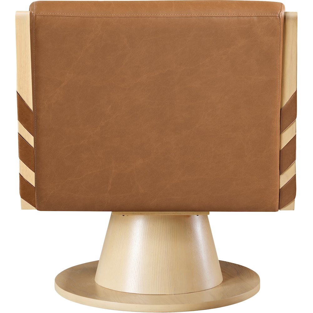 Millwin Cognac Vegan Leather Swivel Accent Chair. Picture 5