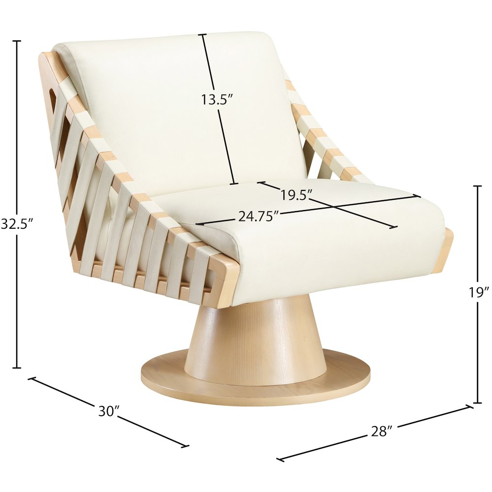 Millwin Cream Vegan Leather Swivel Accent Chair. Picture 7