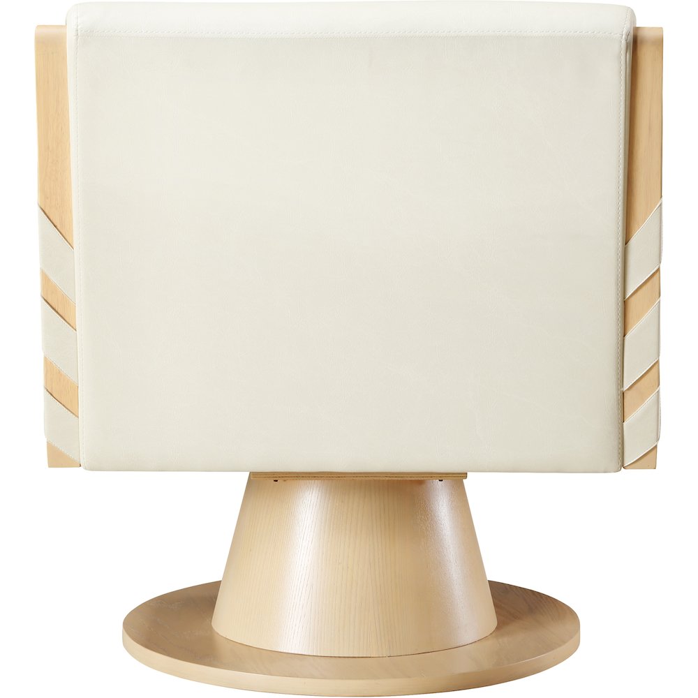 Millwin Cream Vegan Leather Swivel Accent Chair. Picture 5