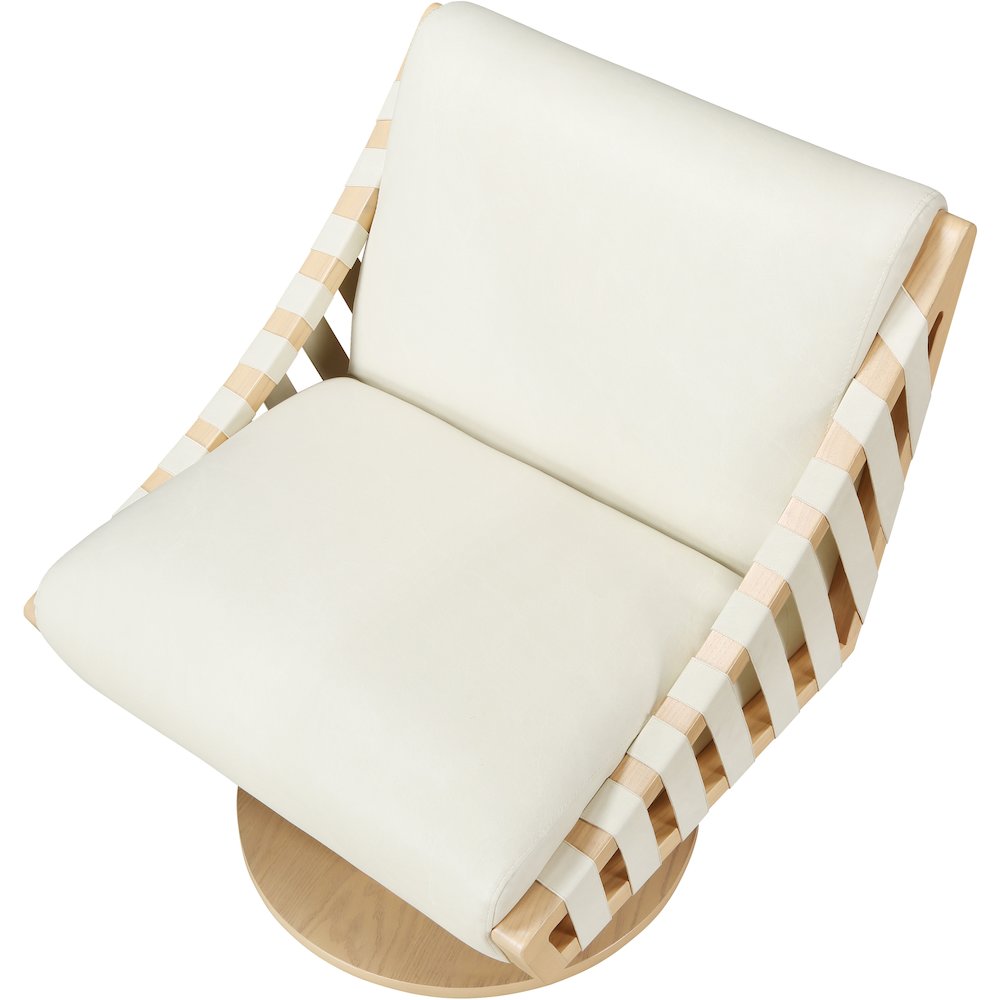 Millwin Cream Vegan Leather Swivel Accent Chair. Picture 6