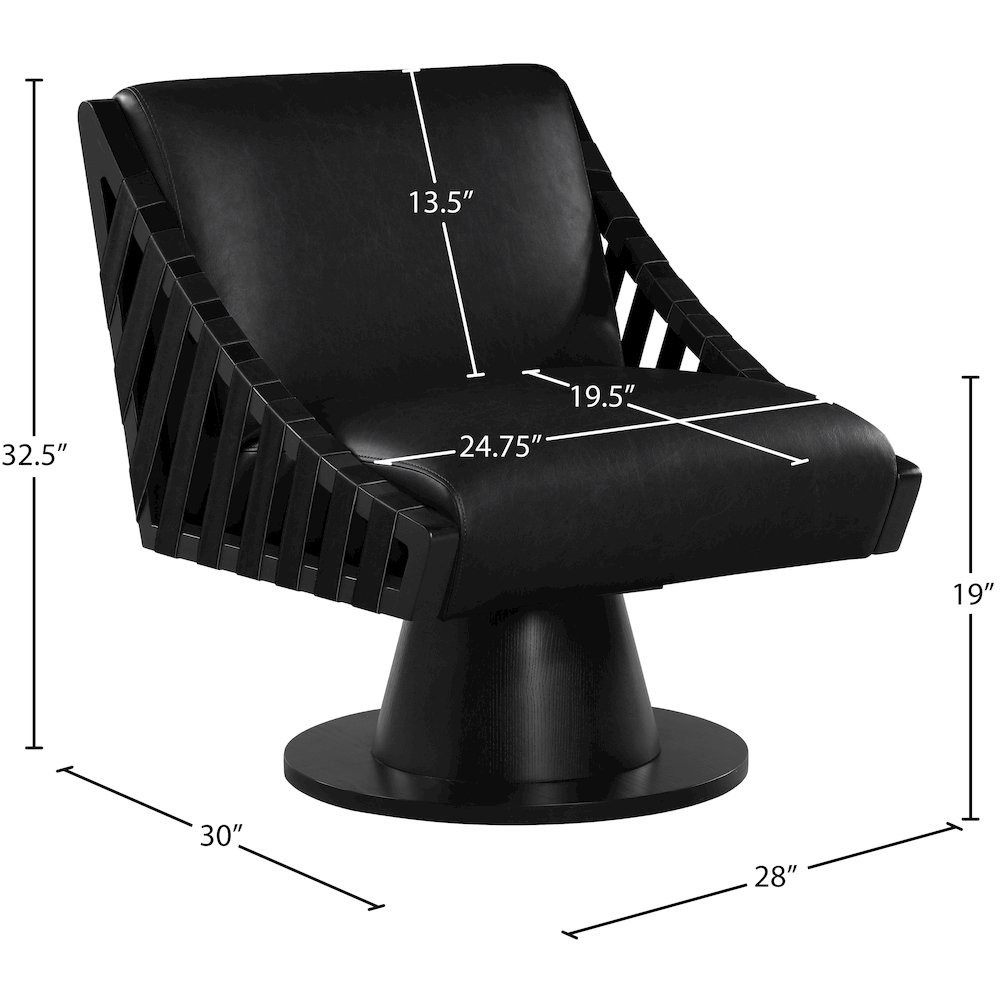 Millwin Black Vegan Leather Swivel Accent Chair. Picture 7