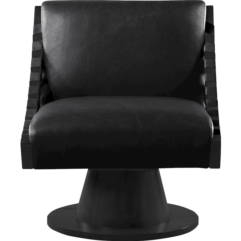Millwin Black Vegan Leather Swivel Accent Chair. Picture 3