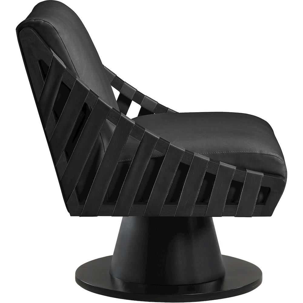 Millwin Black Vegan Leather Swivel Accent Chair. Picture 4
