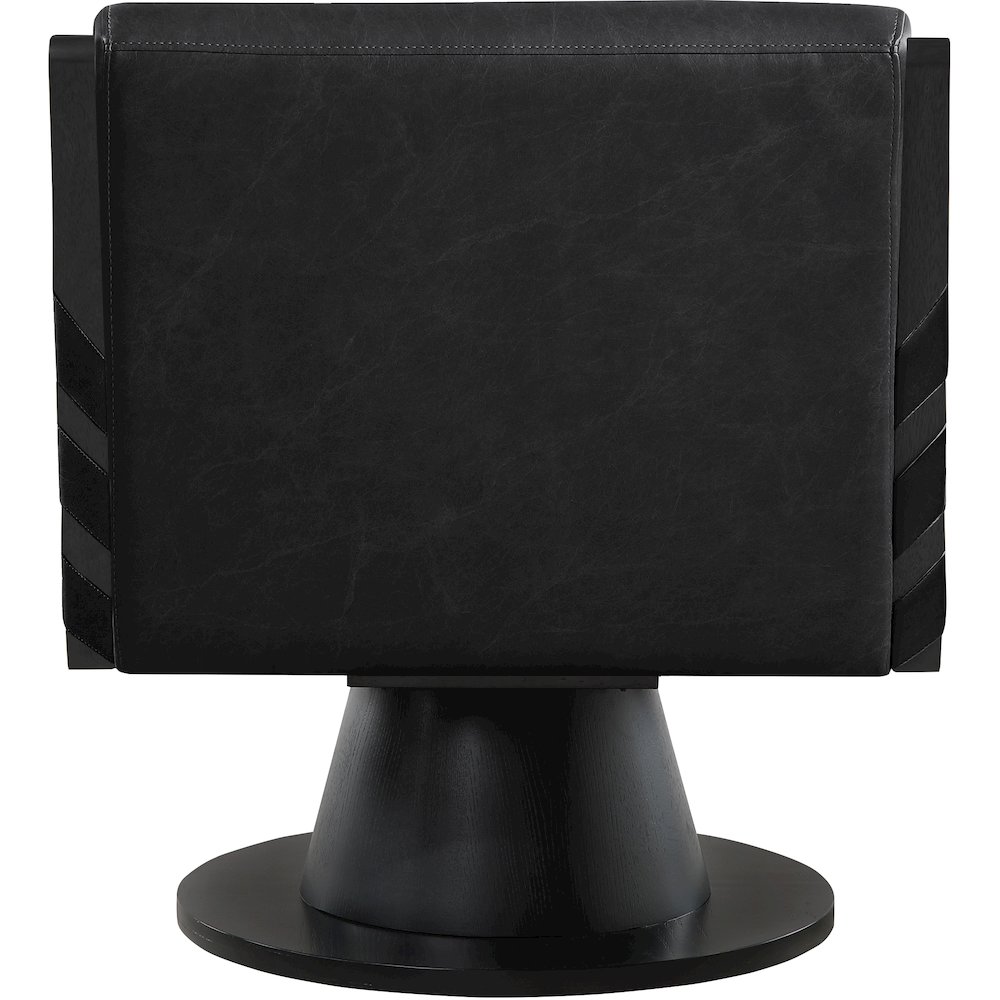 Millwin Black Vegan Leather Swivel Accent Chair. Picture 5