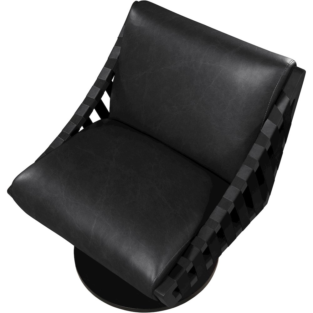 Millwin Black Vegan Leather Swivel Accent Chair. Picture 6
