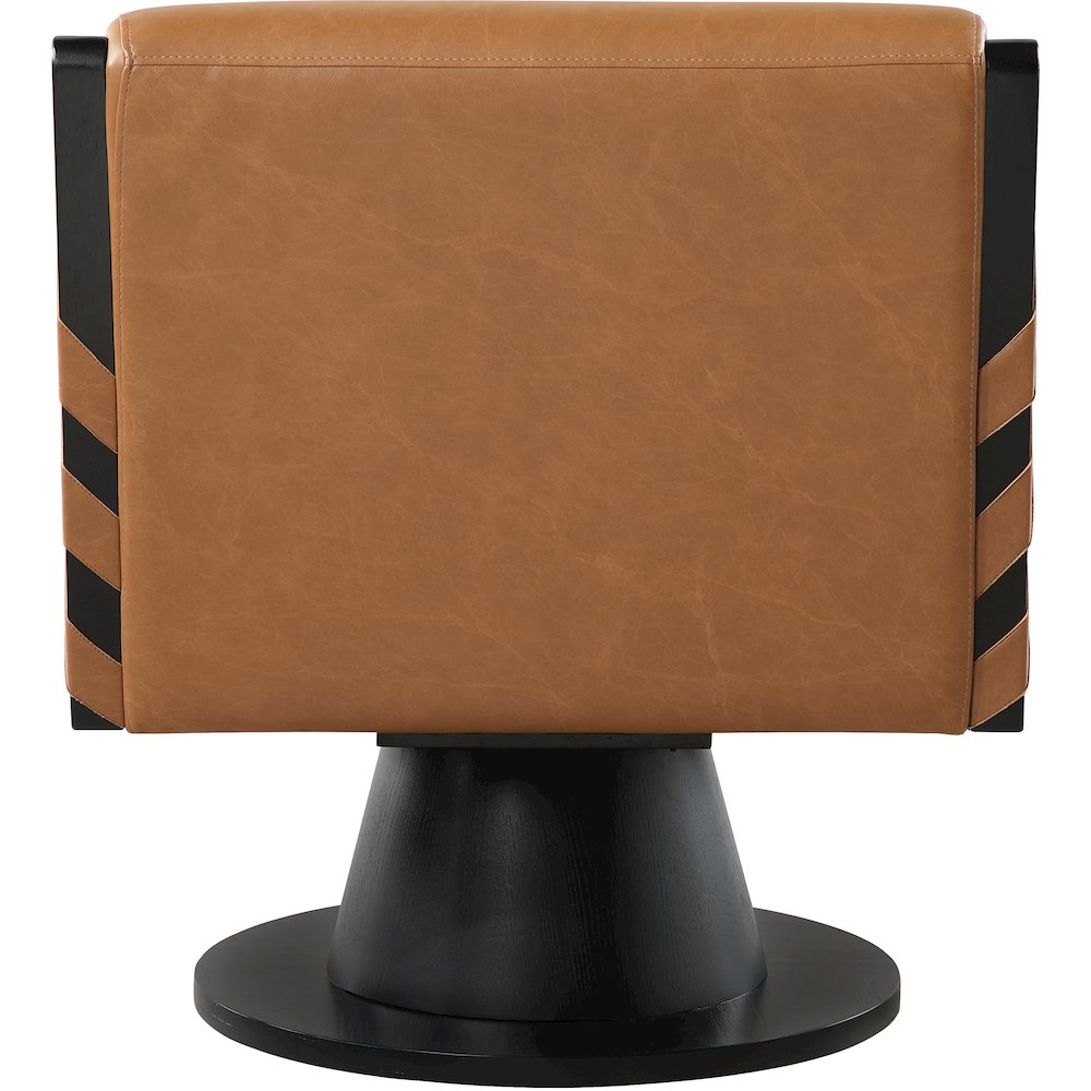 Millwin Cognac Vegan Leather Swivel Accent Chair. Picture 5