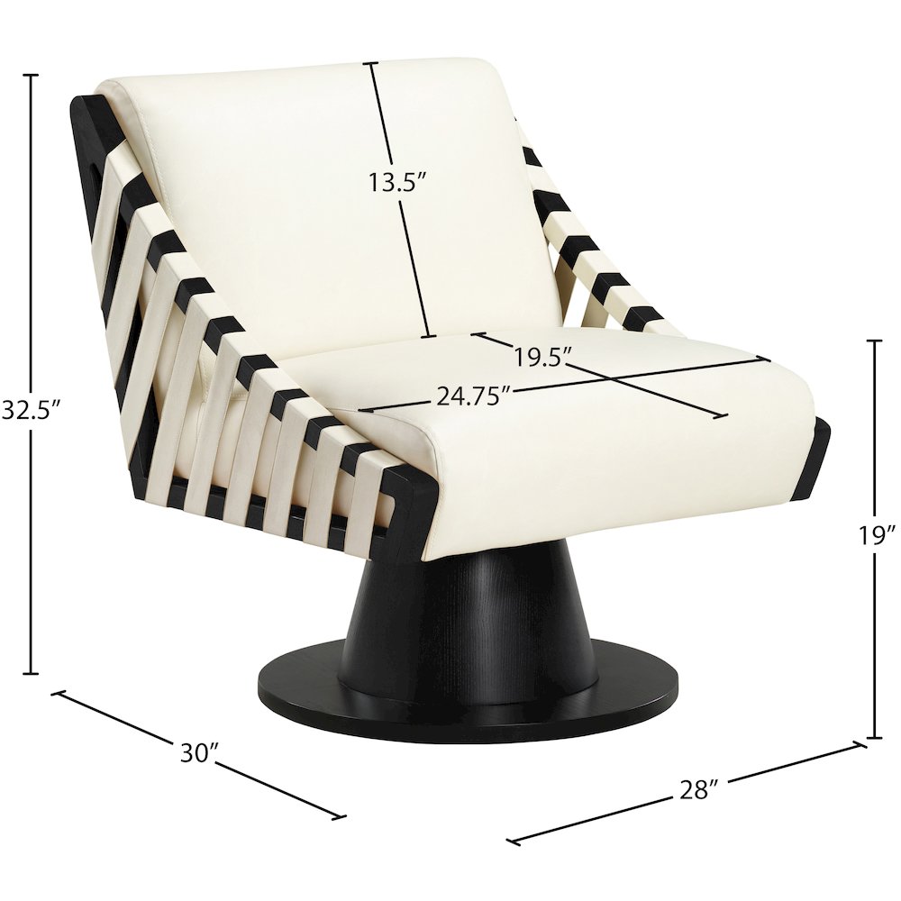 Millwin Cream Vegan Leather Swivel Accent Chair. Picture 7