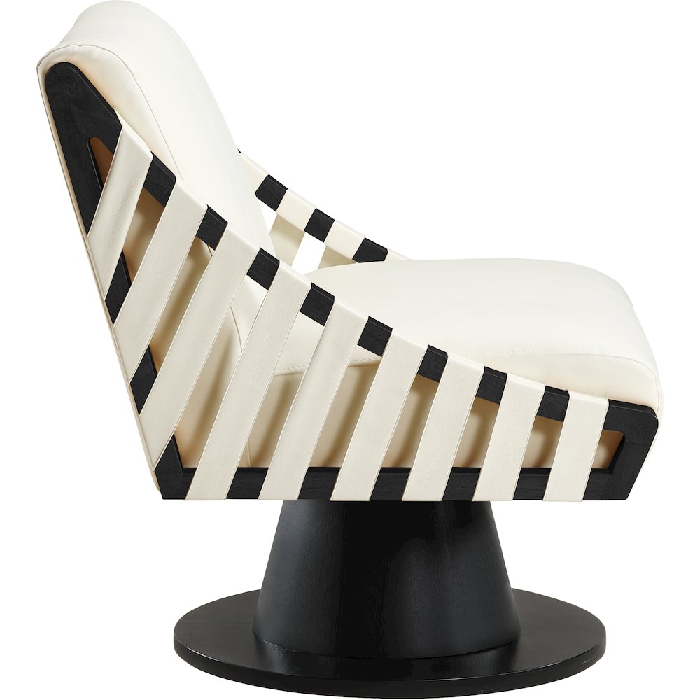 Millwin Cream Vegan Leather Swivel Accent Chair. Picture 4