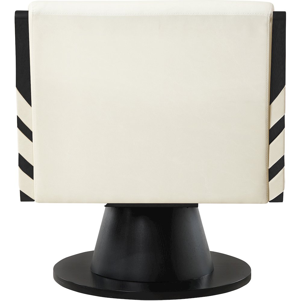 Millwin Cream Vegan Leather Swivel Accent Chair. Picture 5