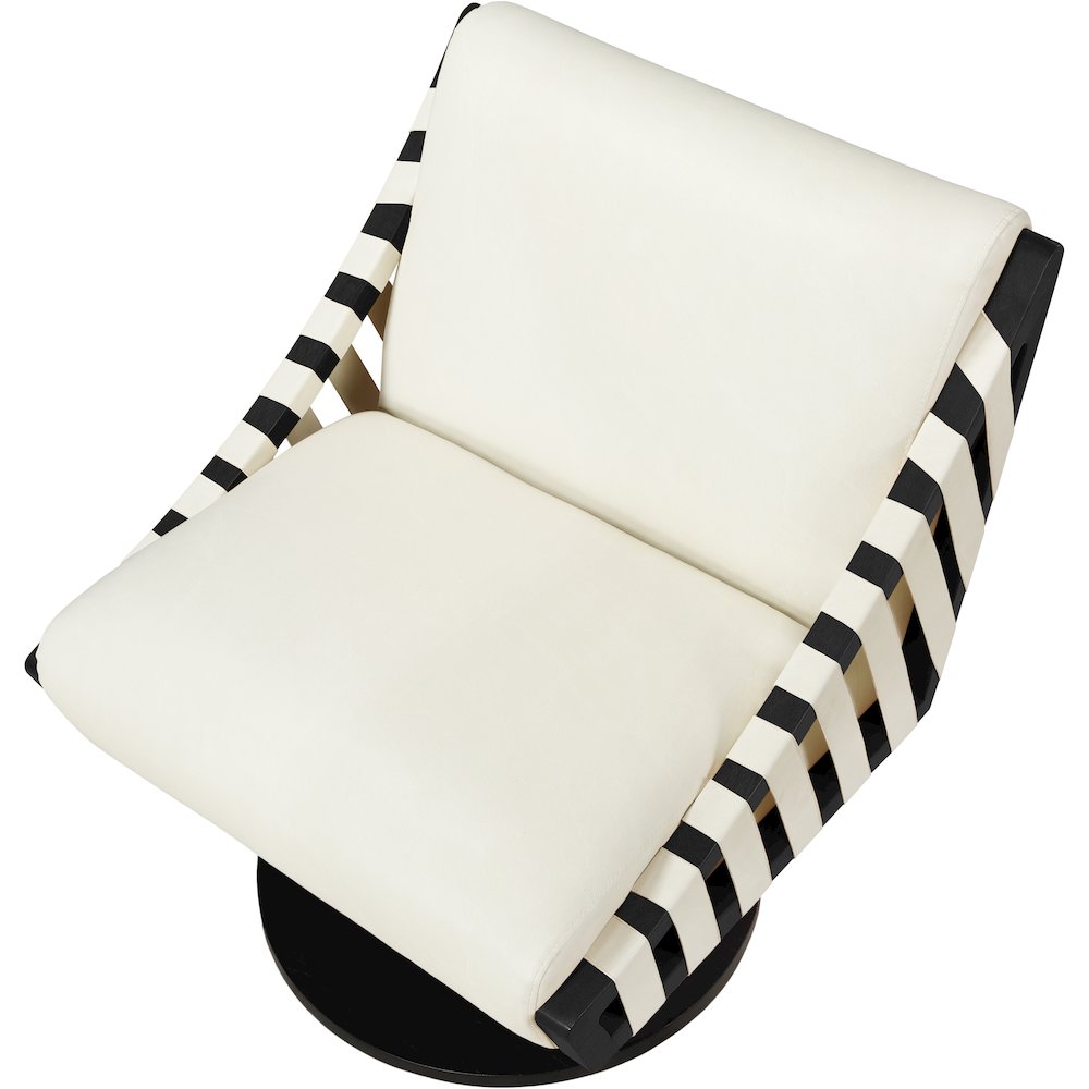 Millwin Cream Vegan Leather Swivel Accent Chair. Picture 6