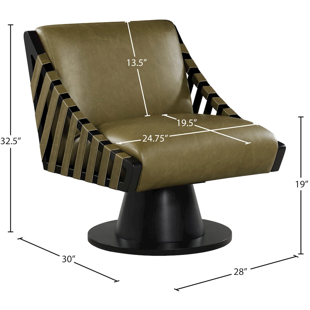 Millwin Olive Vegan Leather Swivel Accent Chair. Picture 7