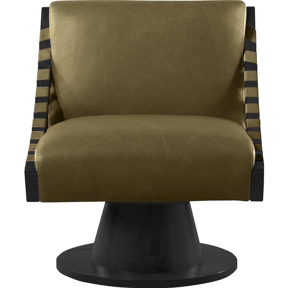 Millwin Olive Vegan Leather Swivel Accent Chair. Picture 3