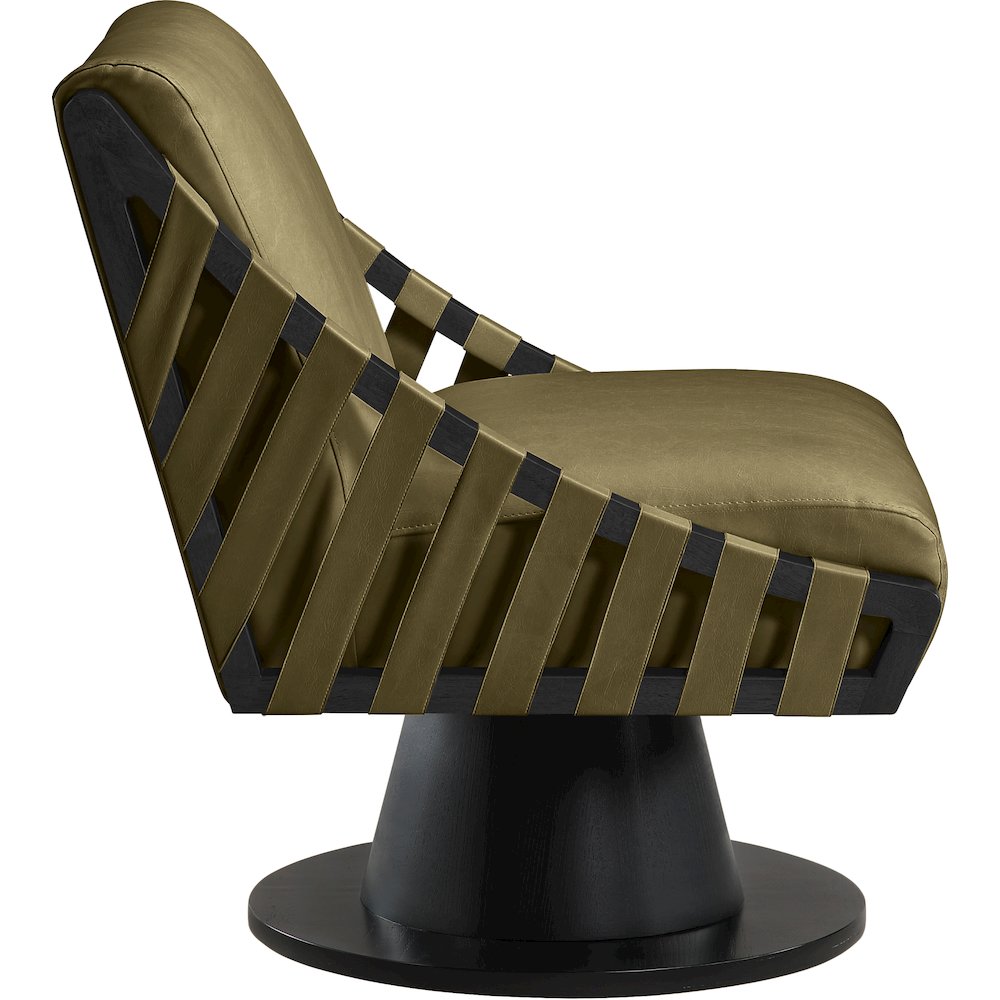 Millwin Olive Vegan Leather Swivel Accent Chair. Picture 4