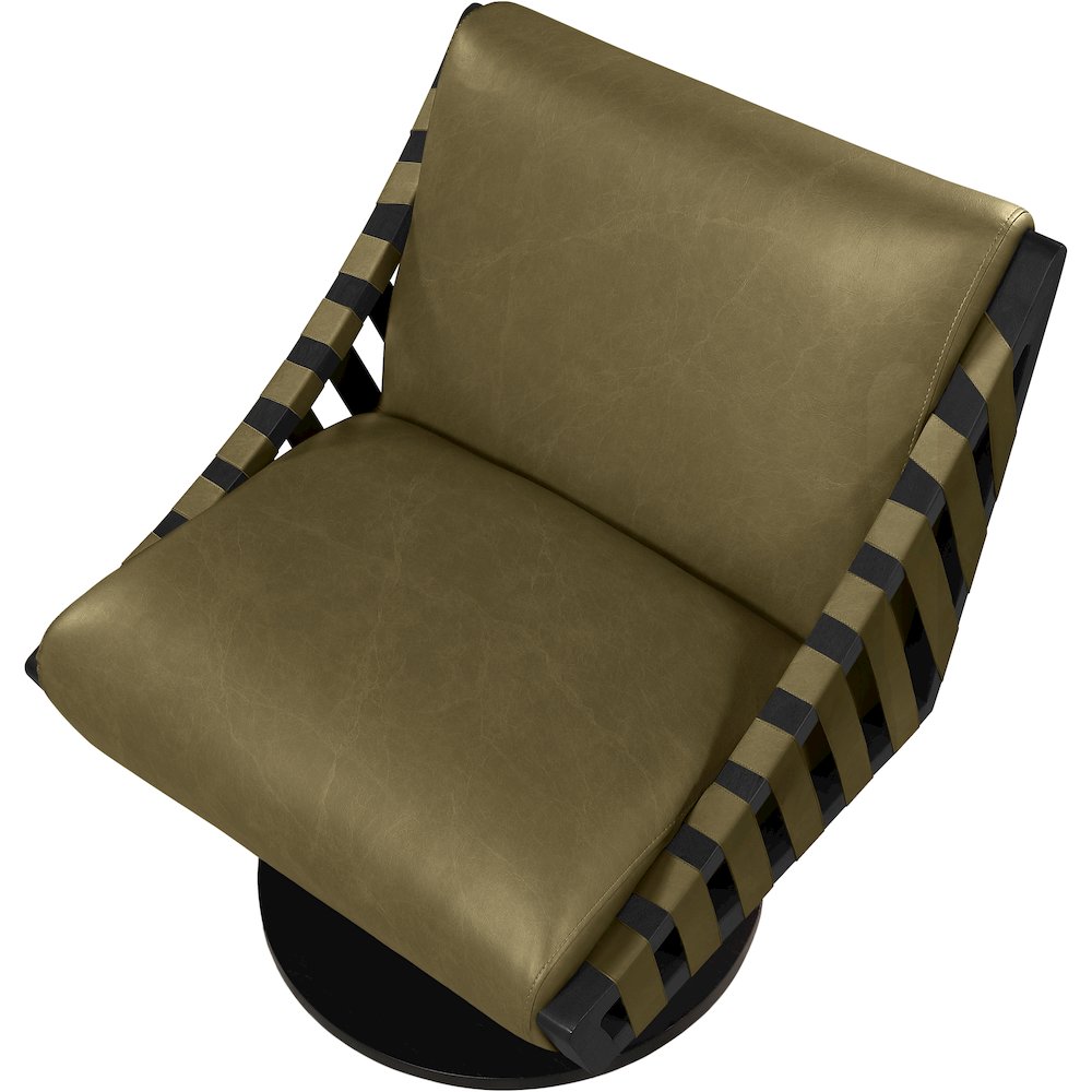 Millwin Olive Vegan Leather Swivel Accent Chair. Picture 6