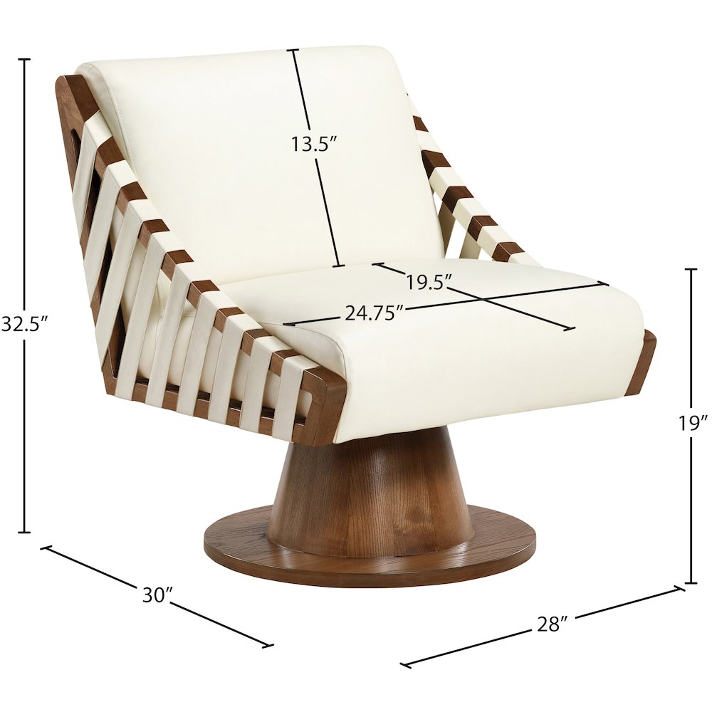 Millwin Cream Vegan Leather Swivel Accent Chair. Picture 7