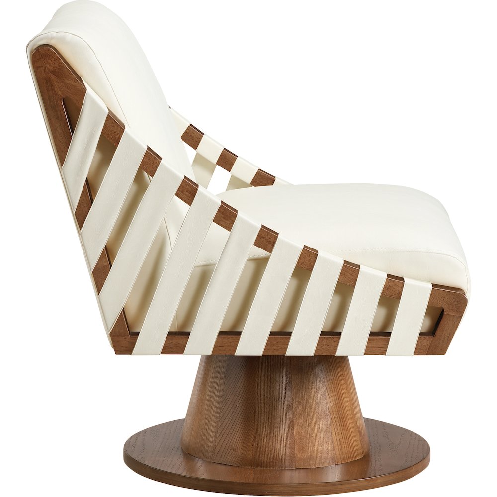 Millwin Cream Vegan Leather Swivel Accent Chair. Picture 4