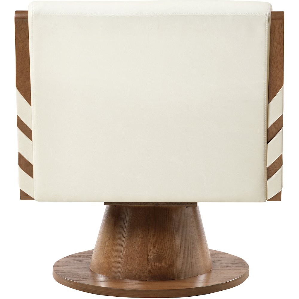Millwin Cream Vegan Leather Swivel Accent Chair. Picture 5