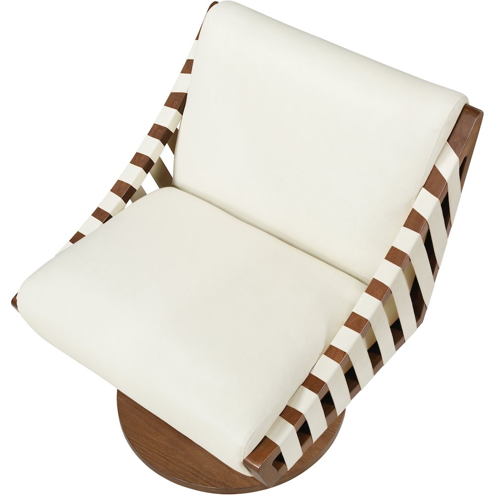 Millwin Cream Vegan Leather Swivel Accent Chair. Picture 6