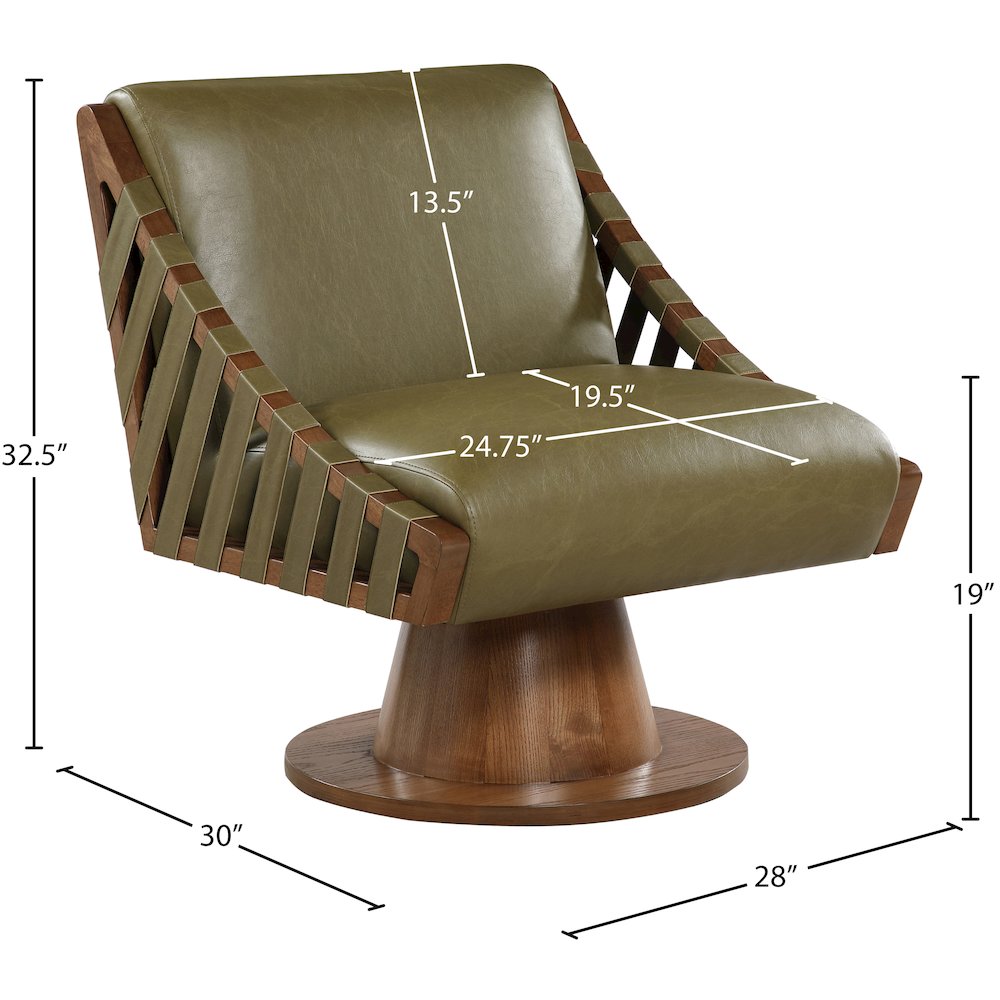 Millwin Olive Vegan Leather Swivel Accent Chair. Picture 7
