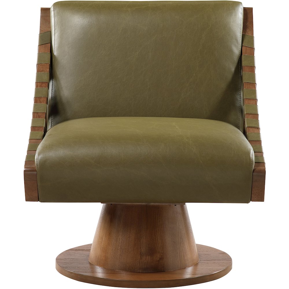 Millwin Olive Vegan Leather Swivel Accent Chair. Picture 3