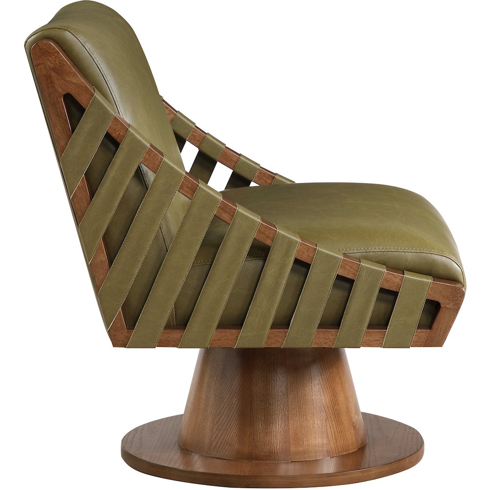 Millwin Olive Vegan Leather Swivel Accent Chair. Picture 4