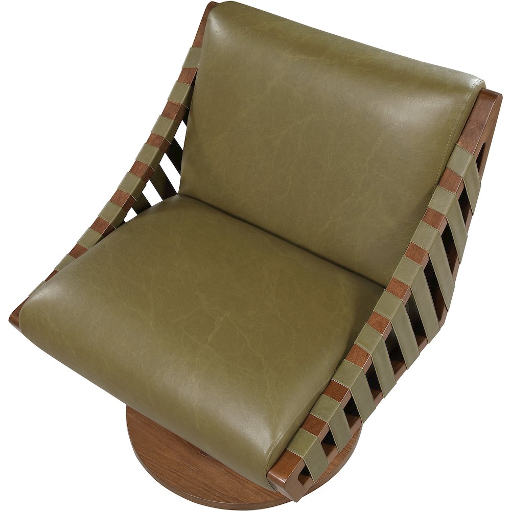 Millwin Olive Vegan Leather Swivel Accent Chair. Picture 6