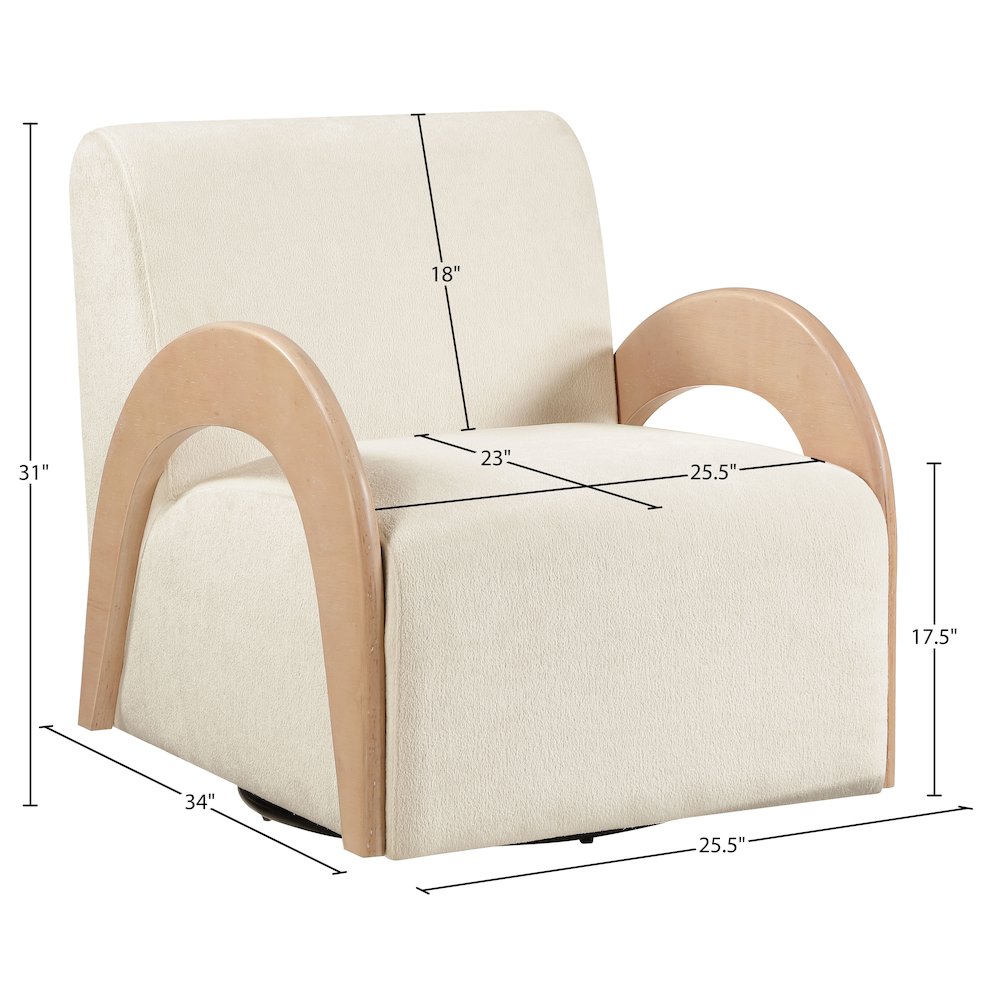 Neria Cream Chenille Fabric Upholstered Swivel Accent Chair. Picture 10