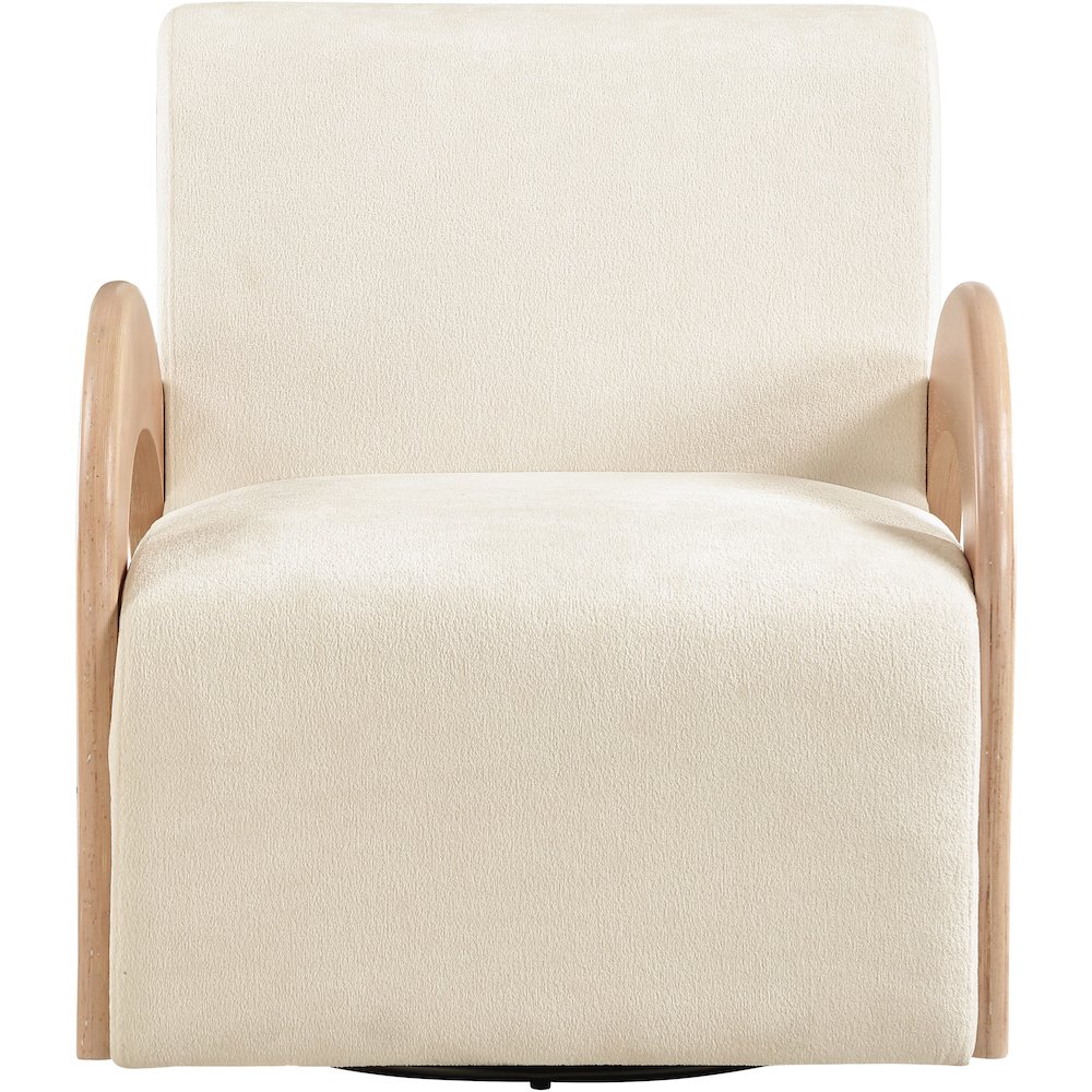 Neria Cream Chenille Fabric Upholstered Swivel Accent Chair. Picture 3
