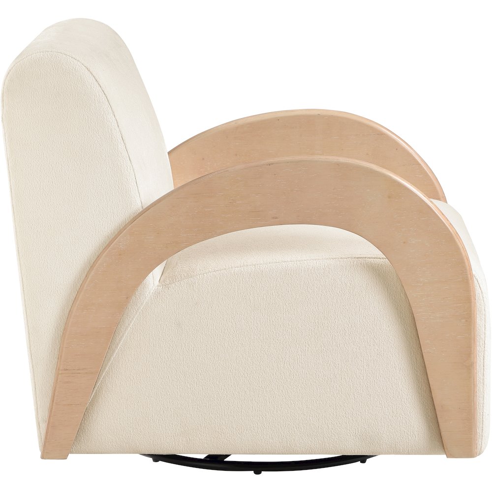Neria Cream Chenille Fabric Upholstered Swivel Accent Chair. Picture 4