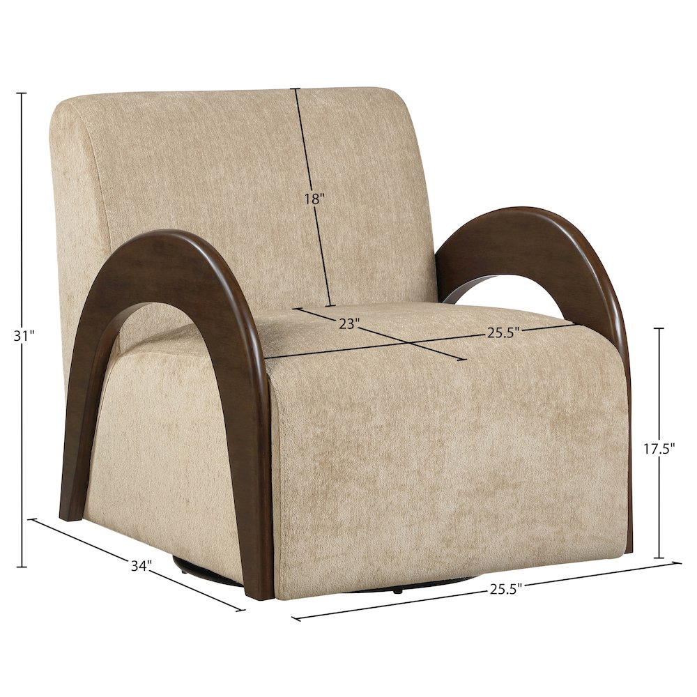 Neria Beige Chenille Fabric Upholstered Swivel Accent Chair. Picture 10