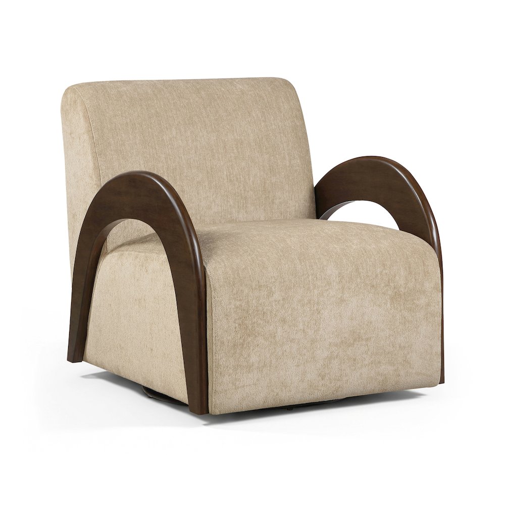 Neria Beige Chenille Fabric Upholstered Swivel Accent Chair. Picture 1