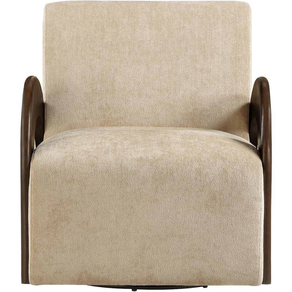 Neria Beige Chenille Fabric Upholstered Swivel Accent Chair. Picture 3