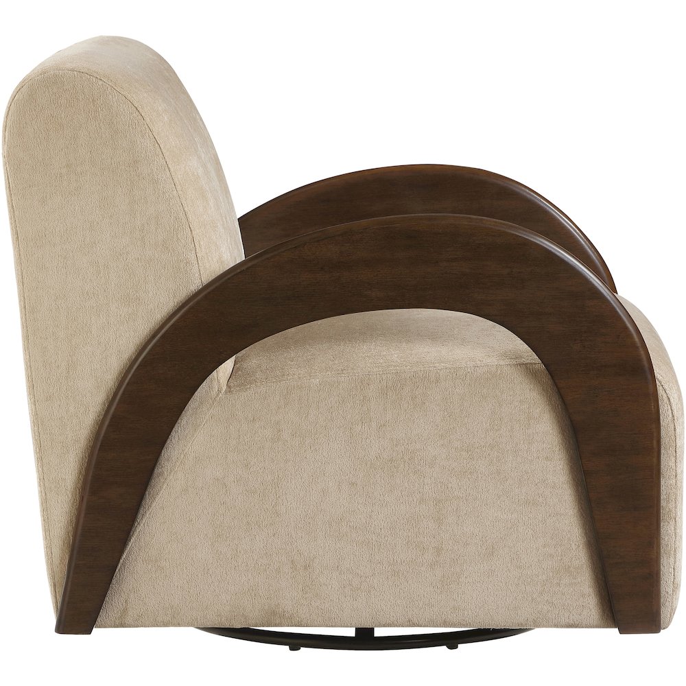 Neria Beige Chenille Fabric Upholstered Swivel Accent Chair. Picture 4