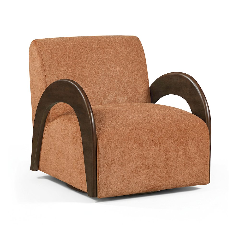 Neria Cognac Chenille Fabric Upholstered Swivel Accent Chair. Picture 1