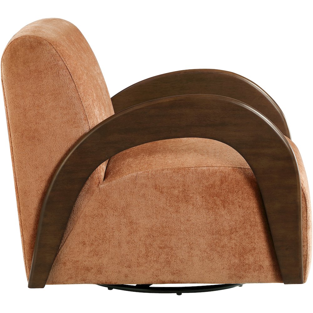 Neria Cognac Chenille Fabric Upholstered Swivel Accent Chair. Picture 4