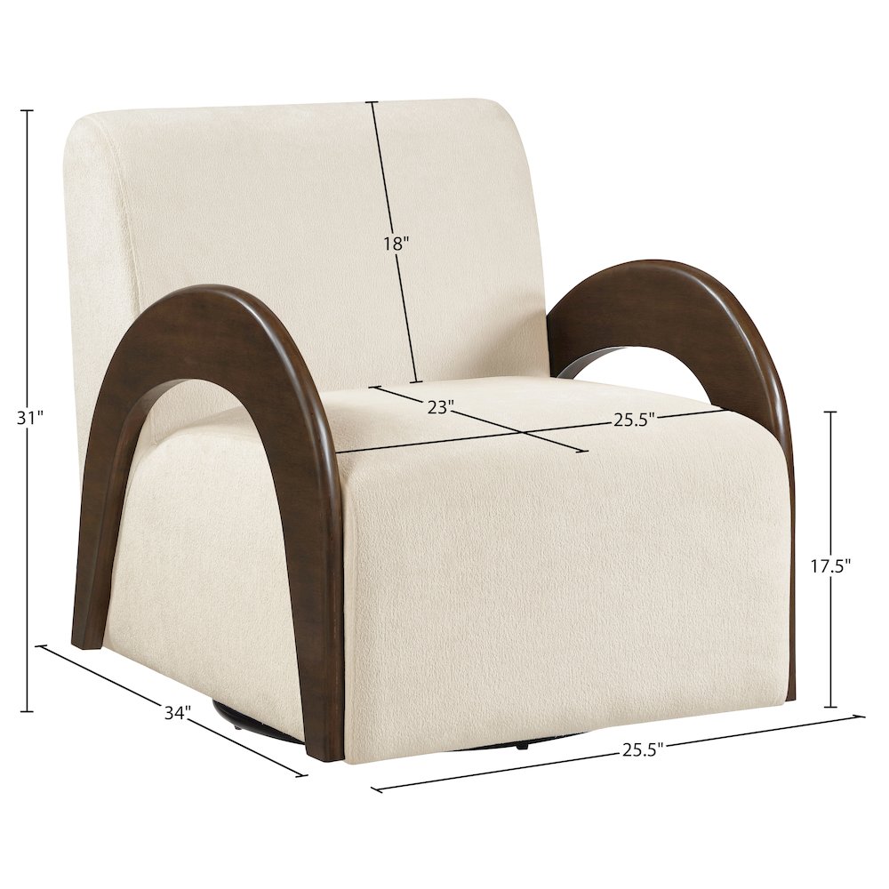 Neria Cream Chenille Fabric Upholstered Swivel Accent Chair. Picture 10