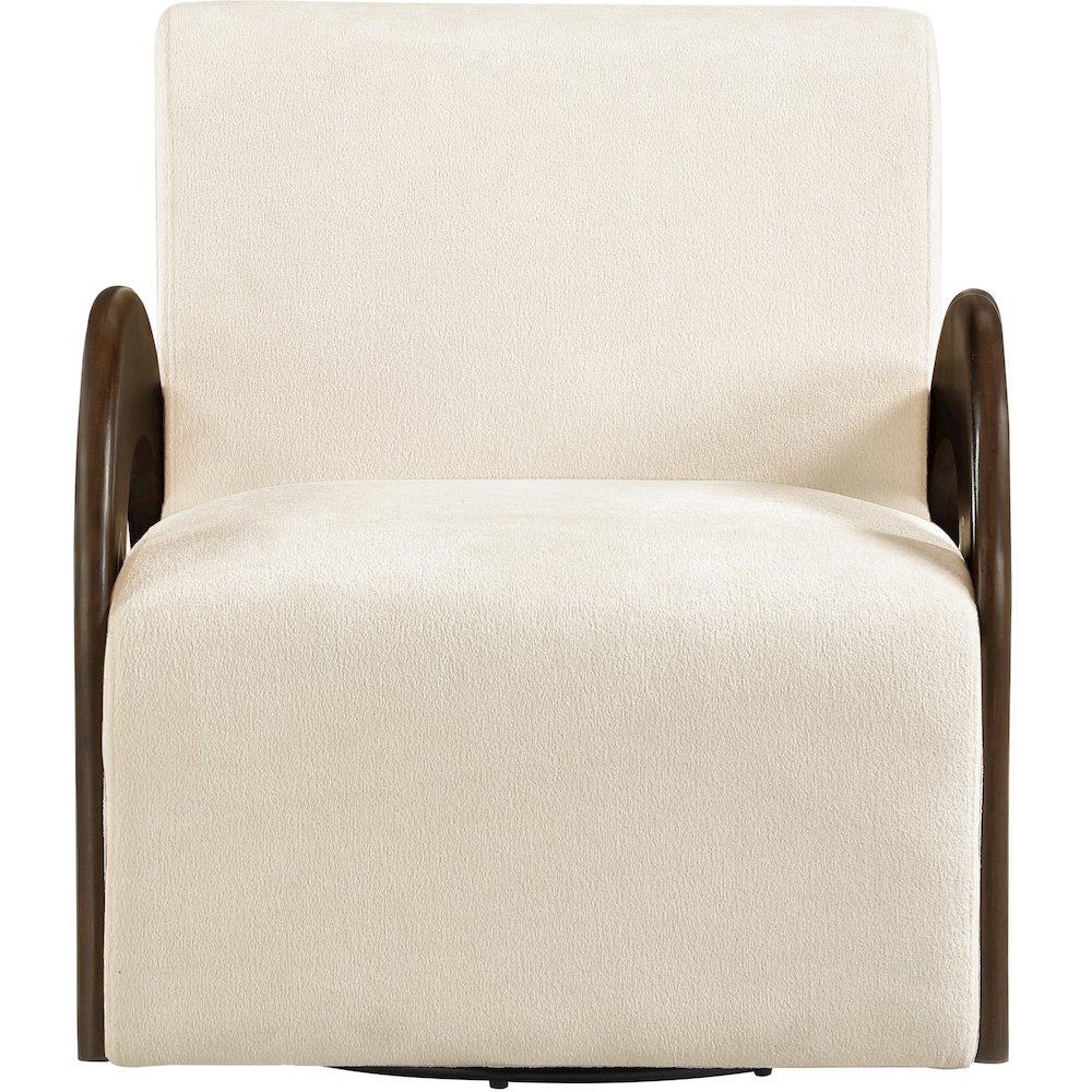 Neria Cream Chenille Fabric Upholstered Swivel Accent Chair. Picture 3