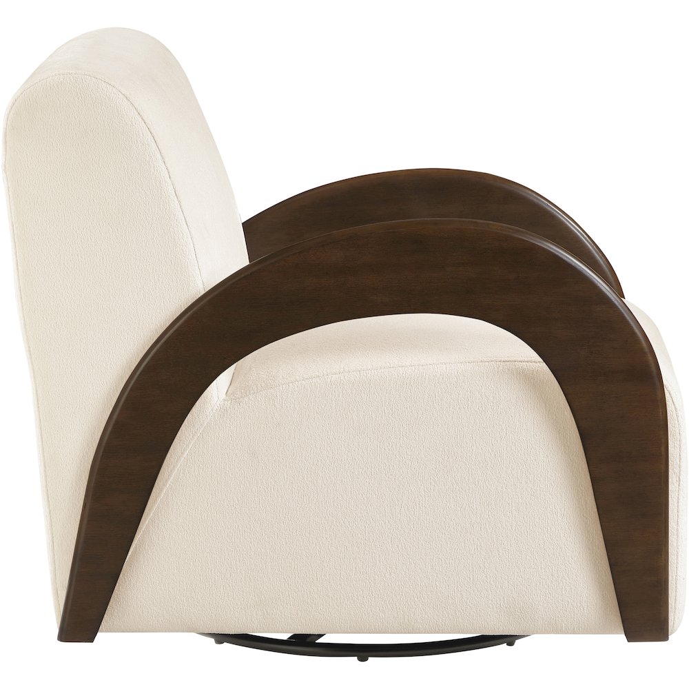 Neria Cream Chenille Fabric Upholstered Swivel Accent Chair. Picture 4
