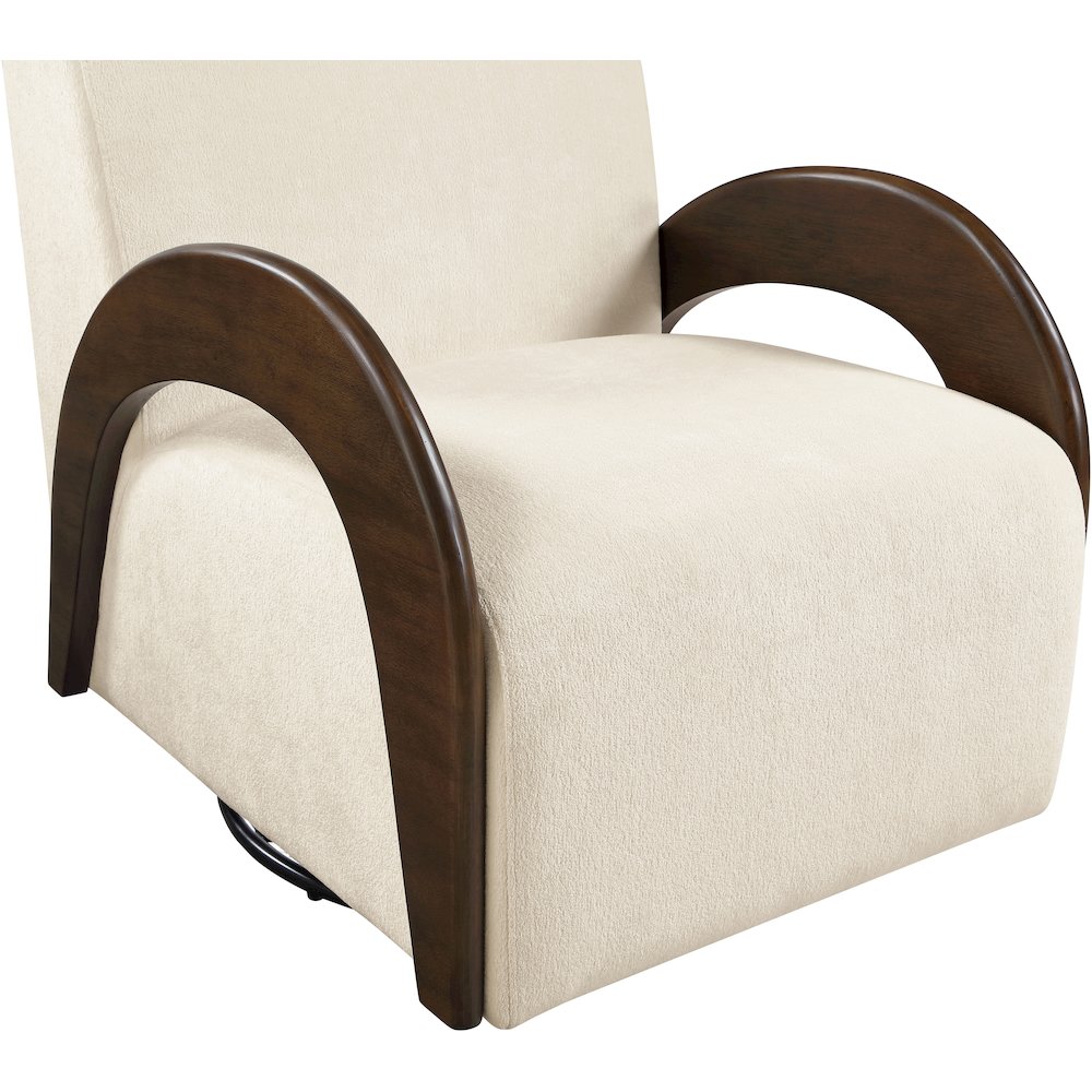 Neria Cream Chenille Fabric Upholstered Swivel Accent Chair. Picture 7