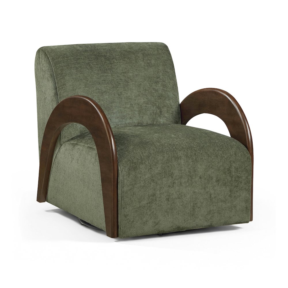 Neria Green Chenille Fabric Upholstered Swivel Accent Chair. Picture 1